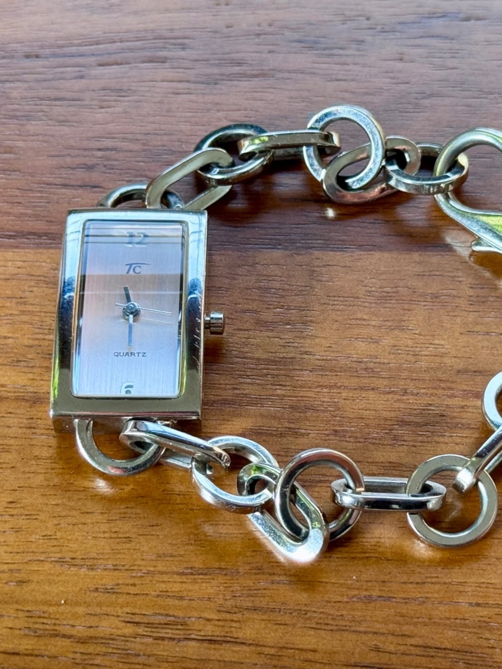 Vintage Trident Chain Bracelet Watch Silver Tone Japanese Quartz